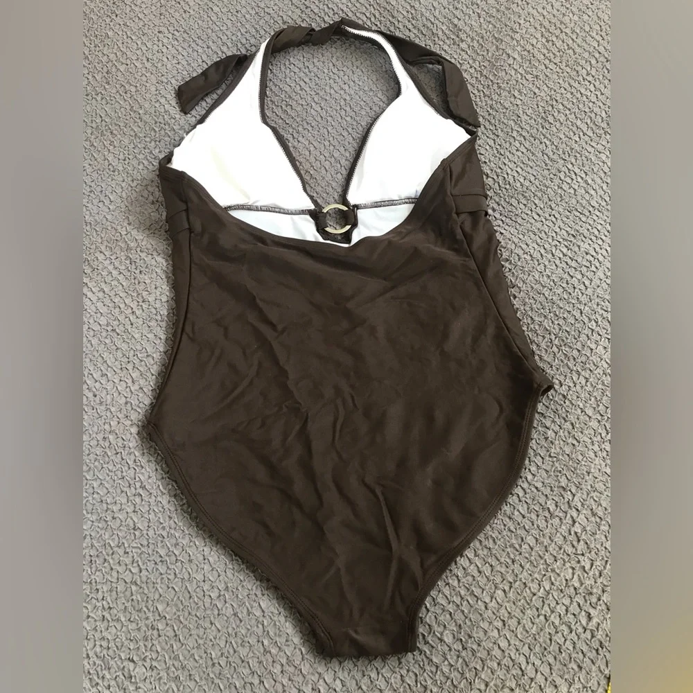 Chocolate brown halter swim suit in EUC. - Picture 2 of 9